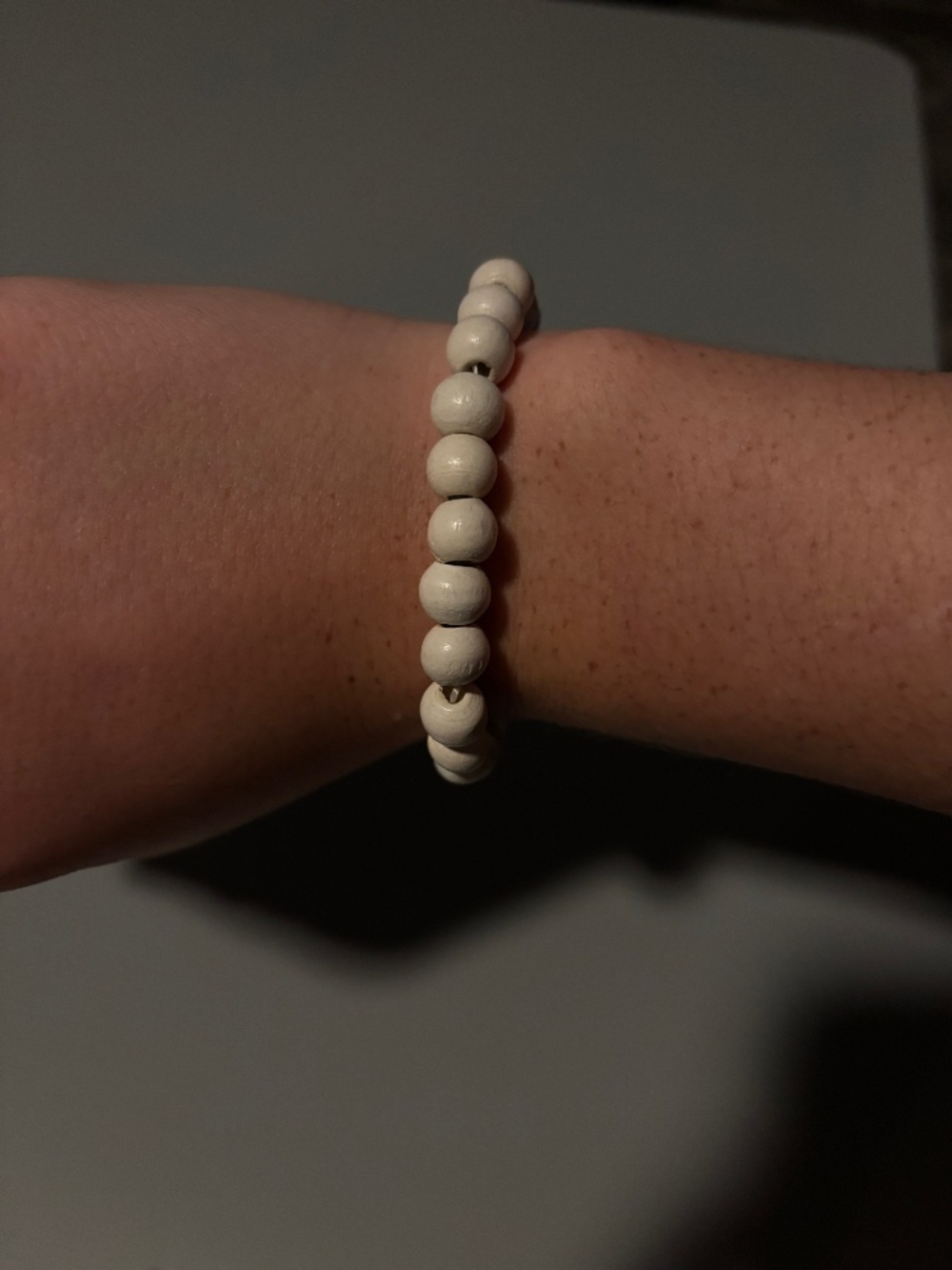 Cream Neutral Wooden Beaded Stretch Bracelet Eco Friendly Boho Medium Size OS